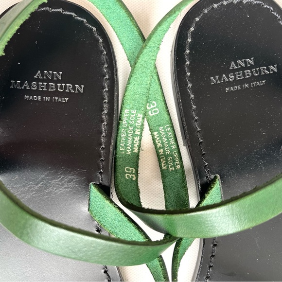 Ann Mashburn Green Leather Diagonal Strap Sandal - Picture 4 of 4